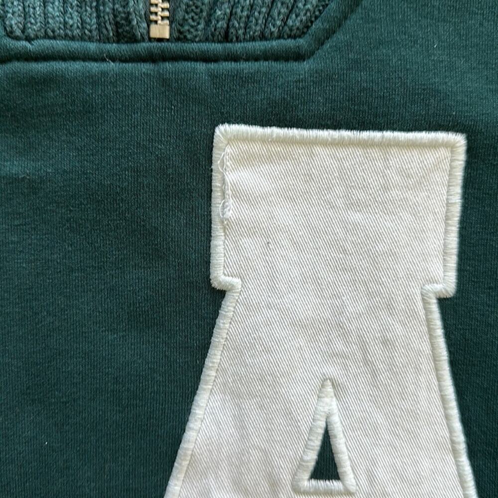 Zara Los Angeles City Patch Half Zip Sweatshirt Forest Green Size Small - Picture 4 of 5